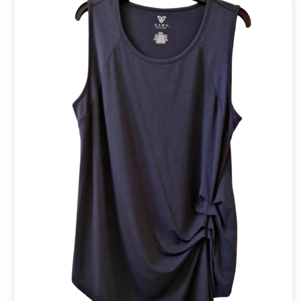 Women's Lane Bryant LIVI Active Navy Blue Asymmetrical Sleeveless Top Size 14/16